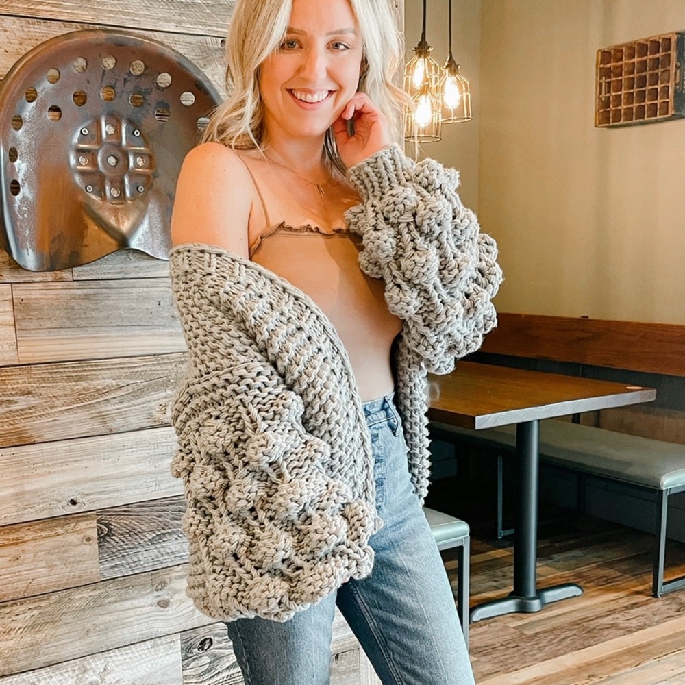 One size fits most, goodnight macaroon cardigan with pom sleeves